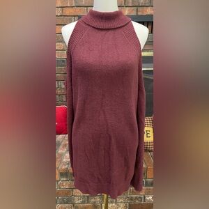 Women's Burgundy Cold Shoulder Sweater